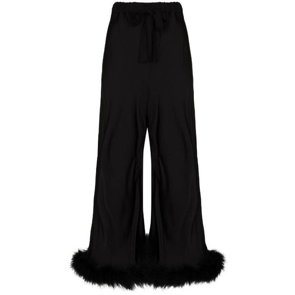 Sleeper Boudoir Wide-Leg Pants with Feathers